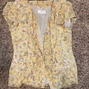 LOFT Anna Taylor yellow floral button up blouse